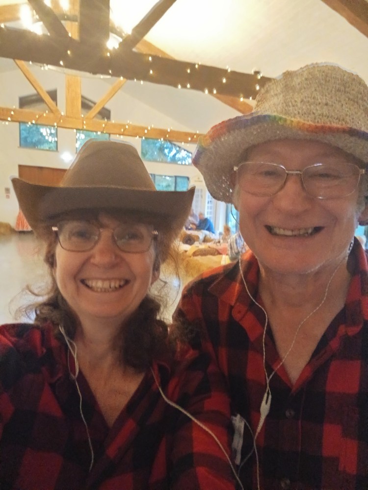 Barnbuskers Ceilidh Barn Dance Band leader Judy with partner Robin