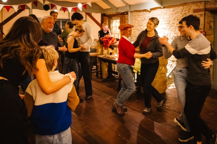 Burns Night dancers at the Wyndham Arms, Kingsbury Episcopi with Barnbuskers. Photo by Tamra Elizabeth Evans