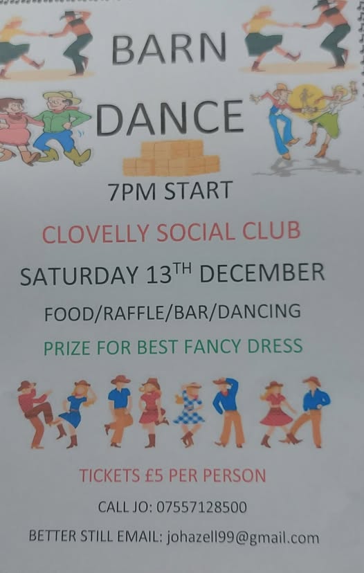 Clovelly Barn Dance Poster 13th December