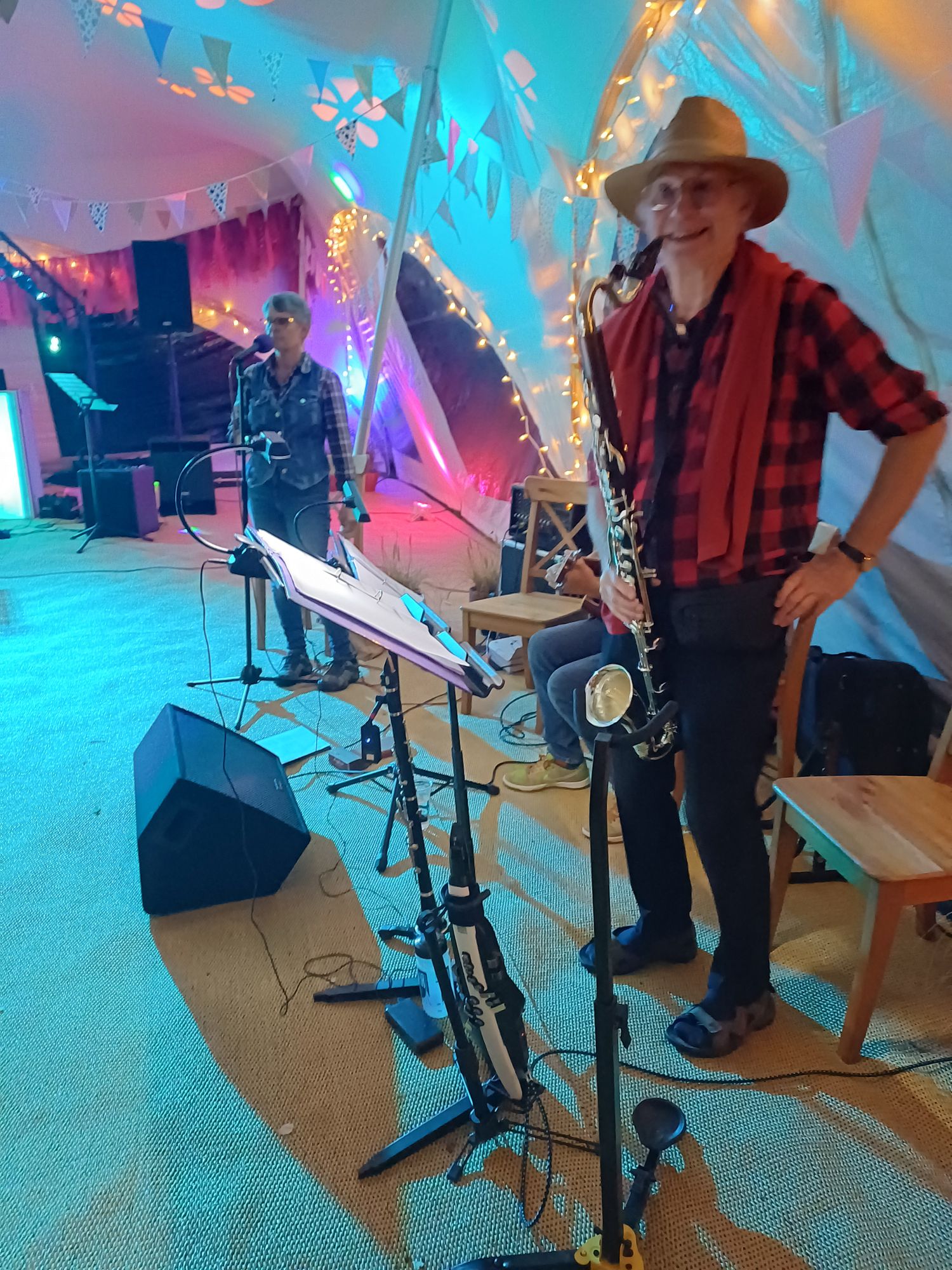 Marquee for a barn dance with Barnbuskers ceilidh barn dance band