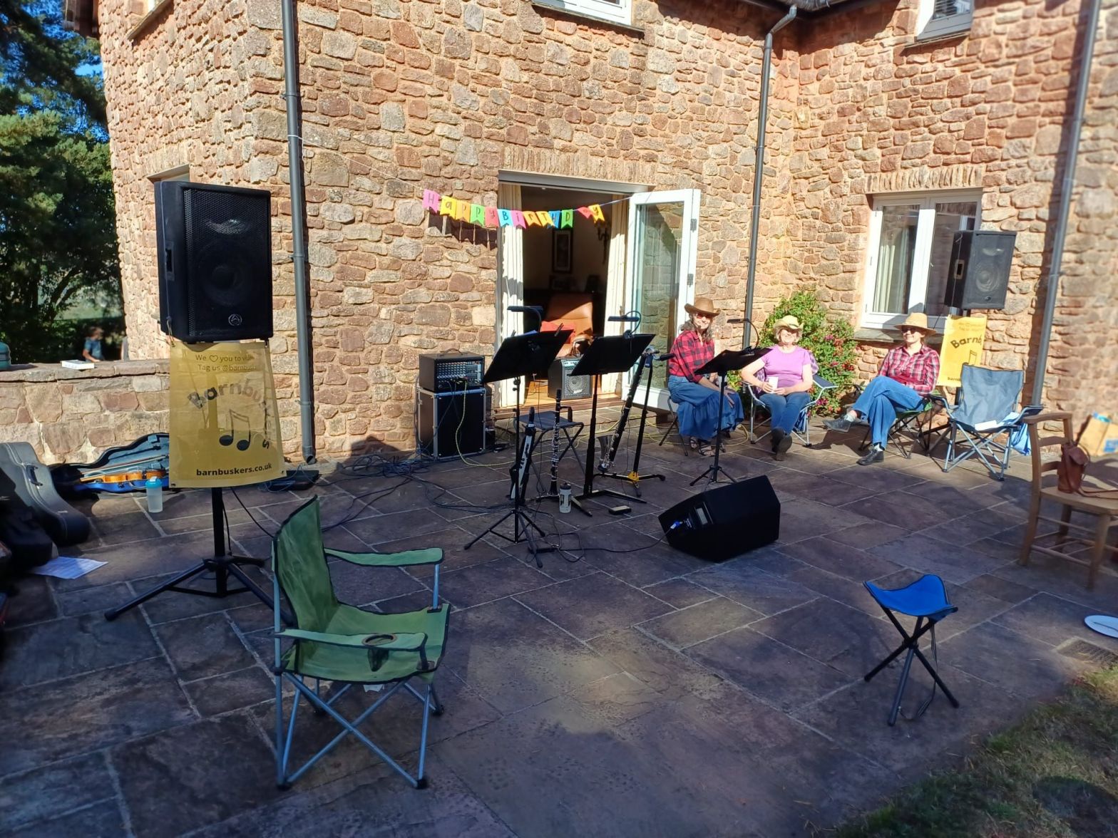 Barnbuskers Band relaxing in the Exmoor sunshine